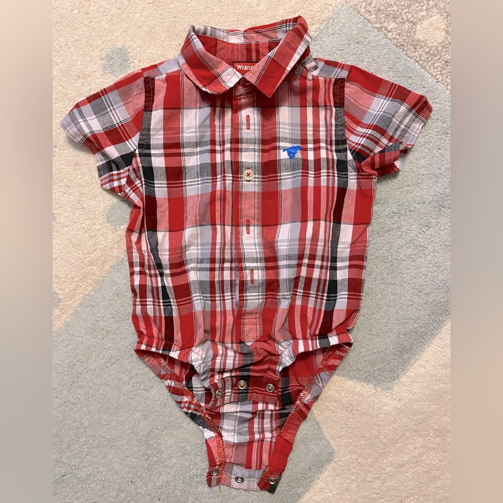 Baby Boy Plaid Wrangler Onesie